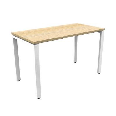 rl deluxe profile steel frame melamine top tablenatural oak top white frame / w1200 x d600