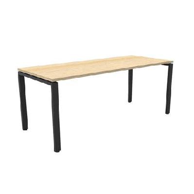 rl deluxe profile steel frame melamine top table natural white top white frame / w1800 x d750
