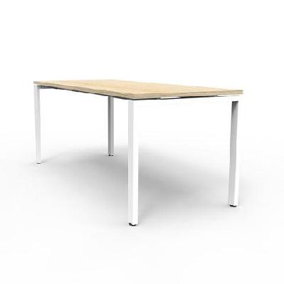 rl deluxe profile steel frame melamine top tablenatural oak top white frame / w1500 x d750