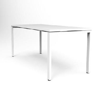 rl deluxe profile steel frame melamine top tablenatural white top white frame / w1500 x d750
