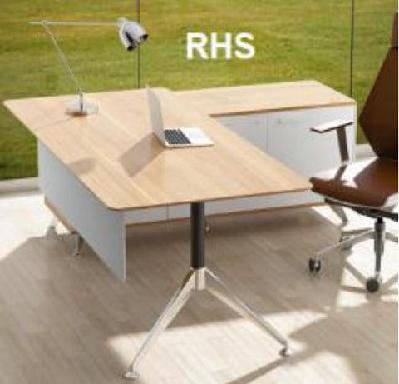 gp potenza executive desk with return2150 x 1850 x 750mm / virginia walnut / white / rhs