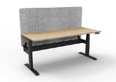 rl boost plus motorized height adjustable workstation with grey eco panel screen w1200 x d750 / natural white top & black satin base / without cable tray 