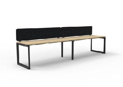 rl infinity loop leg single sided workstation with black eco panel screenw1500 x d750 / oak top black base / 2 users