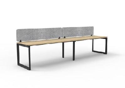 rl infinity loop leg single sided workstation with grey eco panel screenw1500 x d750 / oak top black base / 2 users