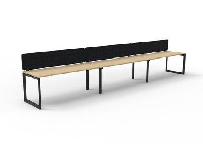 rl infinity loop leg single sided workstation with black eco panel screenw1200 x d750 / oak top black base / 3 users