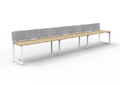 rl infinity loop leg single sided workstation with grey eco panel screenw1200 x d750 / oak top white base / 3 users