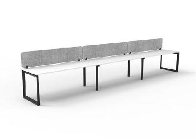 rl infinity loop leg single sided workstation with grey eco panel screenw1200 x d750 / white top black base / 3 users
