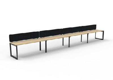 rl infinity loop leg single sided workstation with black eco panel screenw1500 x d750 / oak top black base / 4 users