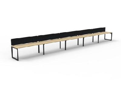 rl infinity loop leg single sided workstation with black eco panel screenw1200 x d750 / oak top black base / 5 users