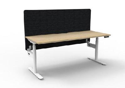 rl halo plus motorized height adjustable desk with black eco panel screenw1800 x d750 / oak top white base / without cable tray