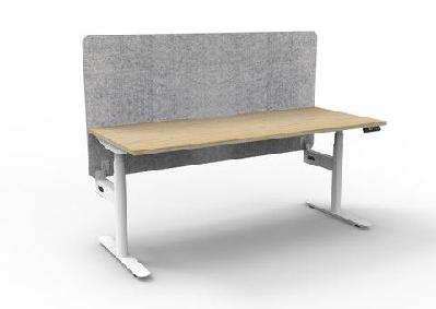 rl halo plus motorized height adjustable desk with grey eco panel screenw1500 x d750 / oak top white base / without cable tray