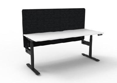 rl halo plus motorized height adjustable desk with black eco panel screenw1800 x d750 / white top black base grey / without cable tray