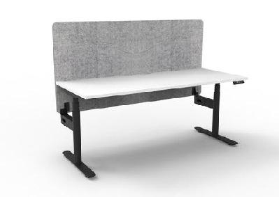 rl halo plus motorized height adjustable desk with grey eco panel screenw1800 x d750 / white top black base grey / without cable tray