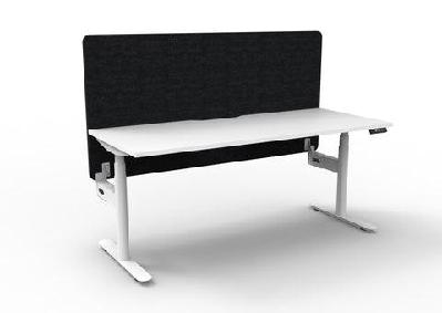 rl halo plus motorized height adjustable desk with black eco panel screenw1200 x d750 / white top white base black / without cable tray