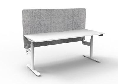 rl halo plus motorized height adjustable desk with grey eco panel screenw1200 x d750 / white top white base black / without cable tray
