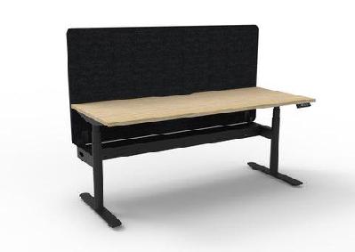 rl halo plus motorized height adjustable desk with black eco panel screen w1200 x d750 / oak top black base / without cable tray