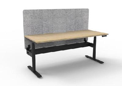 rl halo plus motorized height adjustable desk with grey eco panel screen w1800 x d750 / oak top white base / with cable tray