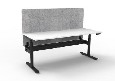 rl halo plus motorized height adjustable desk with grey eco panel screenw1800 x d750 / white top black base grey / with cable tray