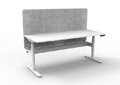 rl halo plus motorized height adjustable desk with grey eco panel screenw1800 x d750 / white top white base black / with cable tray