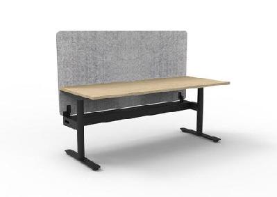 rl halo static 1 user workstation with eco panel screen1500w x 750d / with cable tray / oak top black base grey screen