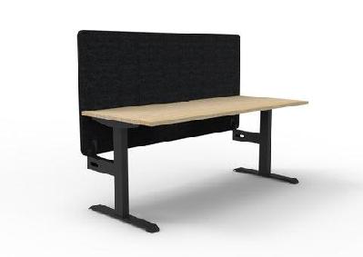 rl boost static single sided workstation with black eco panel screenw1800 x d750 / without cable tray / natural oak top black satin base