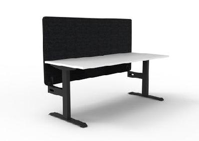 rl boost static single sided workstation with black eco panel screenw1800 x d750 / with cable tray / natural white top black satin base