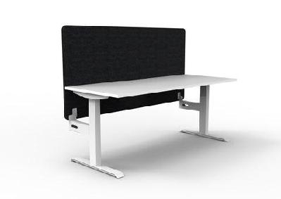 rl boost static single sided workstation with black eco panel screenw1800 x d750 / with cable tray / natural white top white satin base