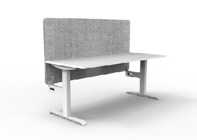 rl boost static single sided workstation with grey eco panel screenw1800 x d750 / with cable tray / natural white top white satin base