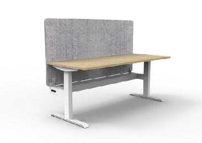 rl boost static single sided workstation with grey eco panel screenw1200 x d750 / with cable tray / natural oak top white satin base