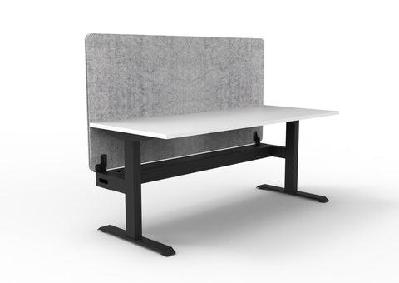 rl boost static single sided workstation with grey eco panel screenw1500 x d750 / with cable tray / natural white top black satin base