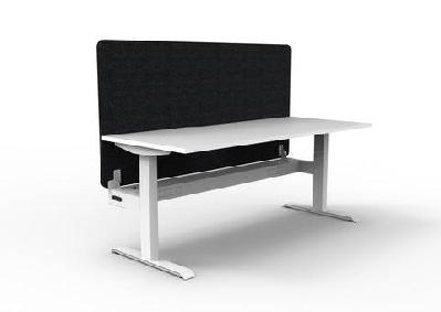 rl boost static single sided workstation with black eco panel screenw1200 x d750 / without cable tray / natural white top white satin base