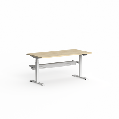 ol klass electric height adjustable desk with cable managementl1600 x d750 with scallop / natural oak matte / white
