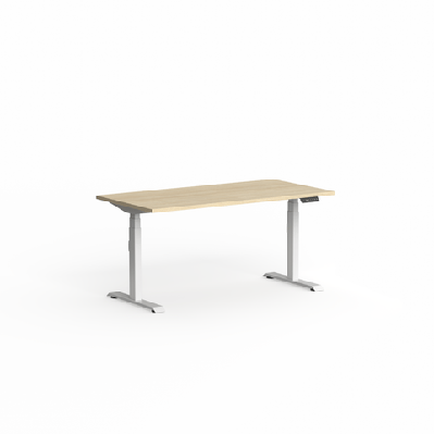 ol klass electric height adjustable deskl1200 x d750 with scallop / natural oak matte / white