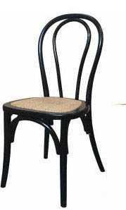 bentwood stackable dining chair, rattan seat - black