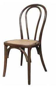 bentwood stackable dining chair, rattan seat - brown