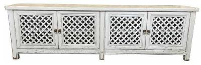 raffles recycled elm lattice 4 door tv unit 