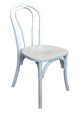 bentwood stackable dining chair, timber seat - white