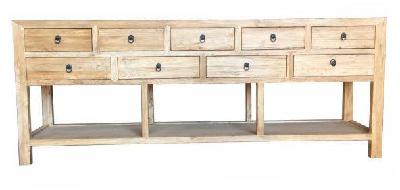 chinese antique reproduction 9-drawer hall table with shelf 