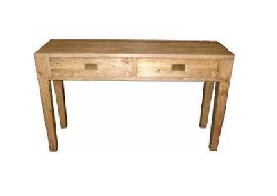 solid oak timber 2 drawer hall table 