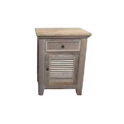 recycled elm rustic louvre 1 door 1 drawer bedside 