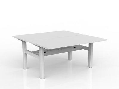 agile fixed height 2 user shared desk white top with white frame with cable tray / l1500 x d800 