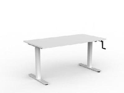agile winder height adjustable desk - white frame white top with white frame / 1500w x 800d 