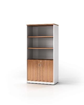 gp office half door cabinet with 3 shelves - virginia walnut 