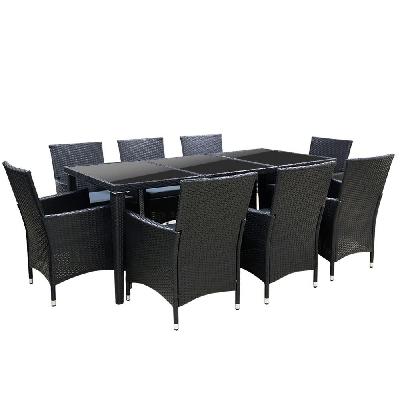 9 piece outdoor dining set - black 