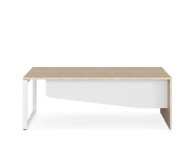 forum lite metal leg desk with modesty 1500l x 750d x 725h / white frame, timber look top