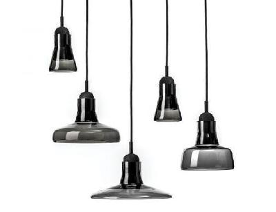 set of 5 opaque smoke grey shadows pendant by dan yeffet and lucie koldova for brokis 