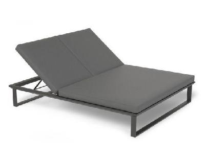 vivara double sun lounge matt charcoal aluminium with dark grey cushion 