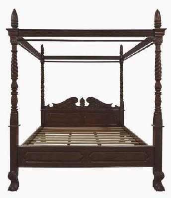 jepara solid mahogany 4 poster bed chocolate / king 