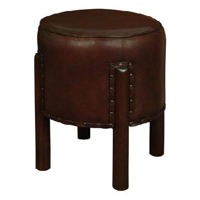 heritage round leather ottoman 