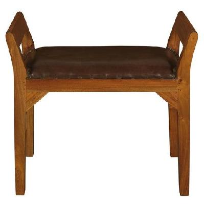boston small leather bench mahogany 
